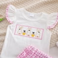 thumbnail image 6 of Kaprioy My First Easter Baby Girl Outfit Girls Clothes Rabbit Embroidery Smocked Flutter Sleeve T Shirt Top Plaid Ruffle Shorts Set Little Girls Clothes, 6 of 6