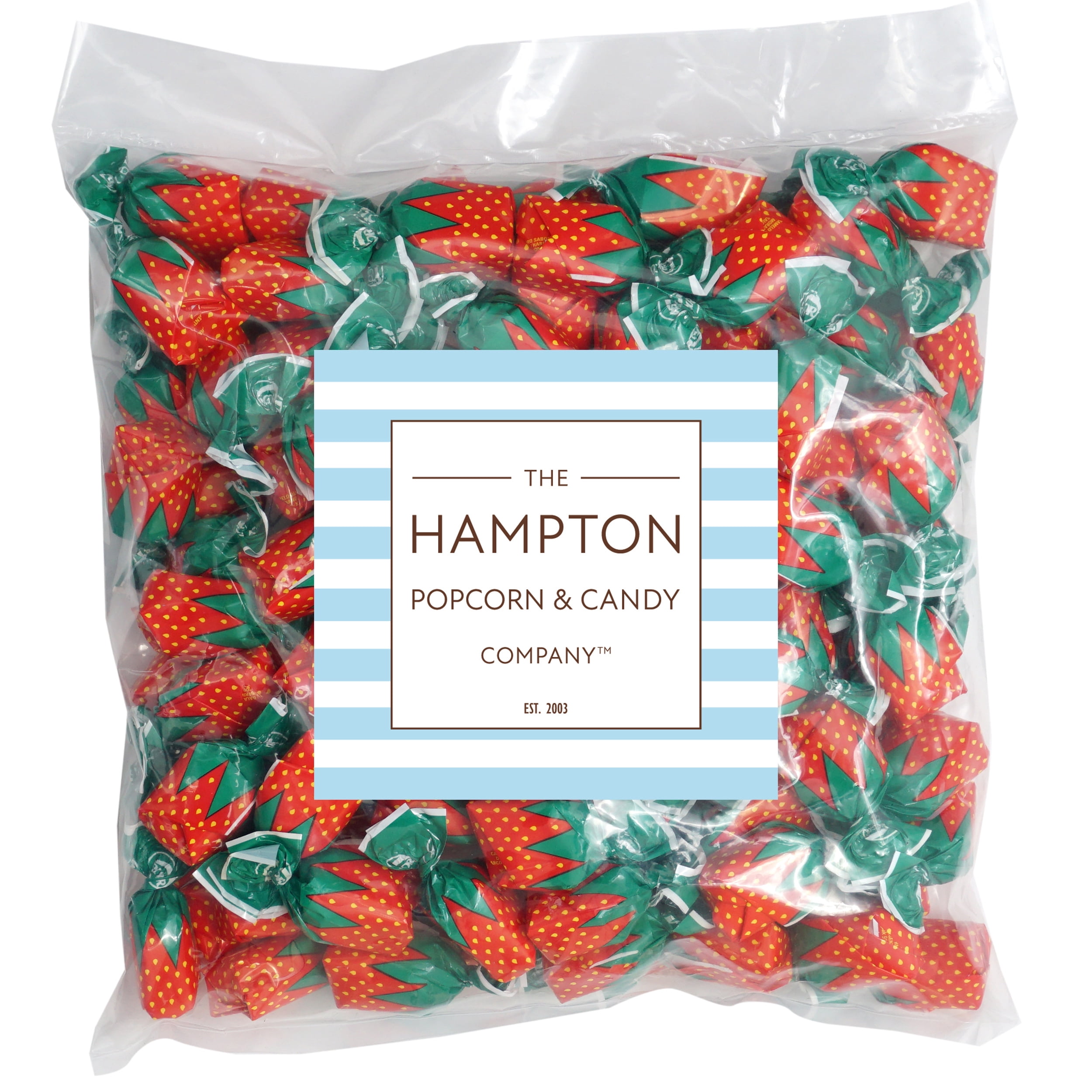 Strawberry Candy, 5 Pound (Approx. 375 pcs.) Strawberry Bon Bons Hard Candy, Arcor Strawberry Candy Individually Wrapped, The Hampton Popcorn & Candy Company