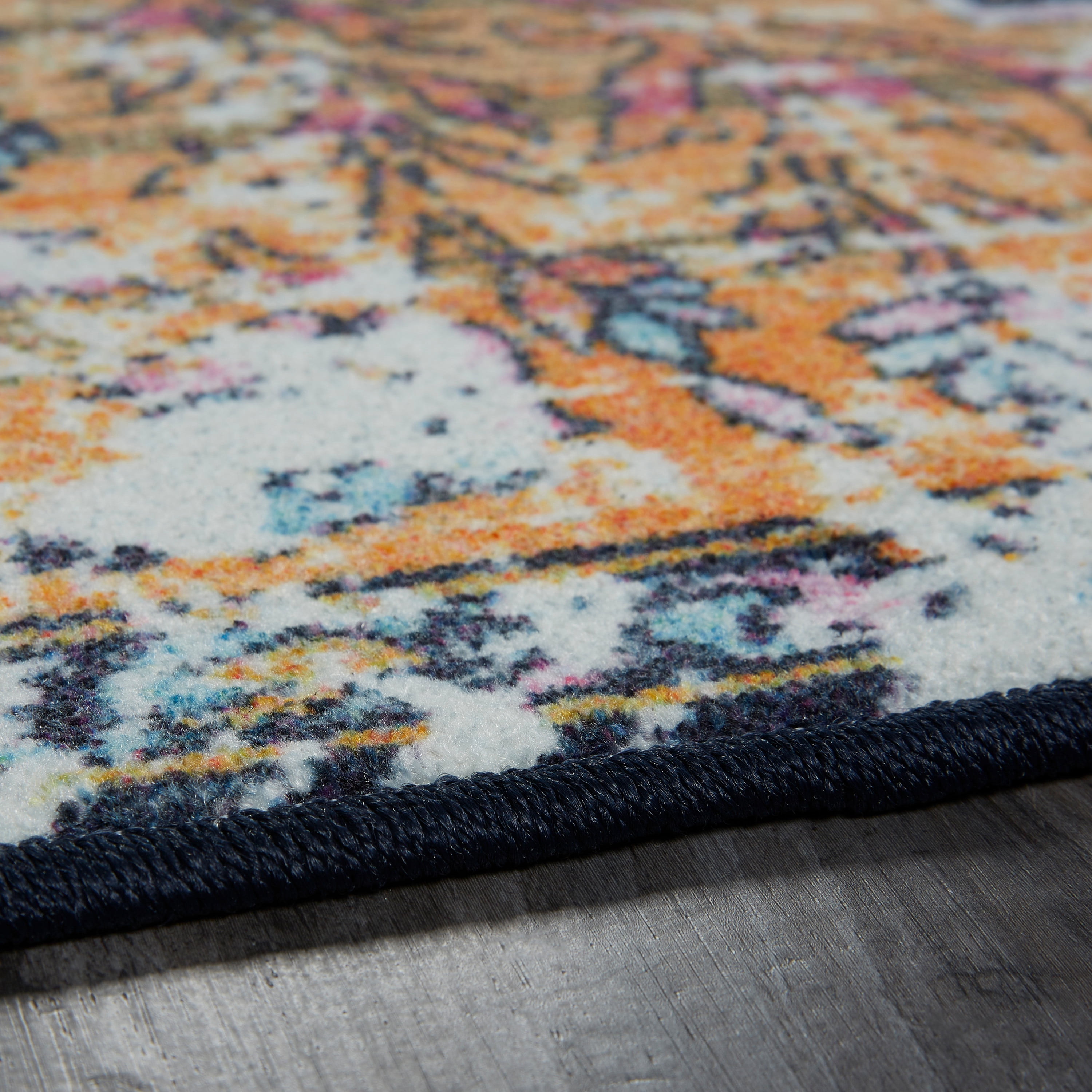 Mohawk Home Prismatic Jaxton Multi Transitional Ornamental Oriental Precision Printed Area Rug, 5'x8', Navy & Pink