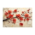 thumbnail image 5 of Mudket Framed Vintage Floral Canvas Wall Art Red Plum Blossom Flower Prints Wall Decor Abstract Botanical Canvas Print Ready to Hang for Living Room Office Home Decor - 12"L x 8"W, 5 of 10