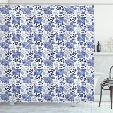 Paisley Shower Curtain, Boho Leaves in Pastel Tones Curved Tulip Florets Asian Essence Folk Design, Fabric Bathroom Set with Hooks, 69W X 84L Inches Extra Long, Mauve Violet Blue, by Ambesonne