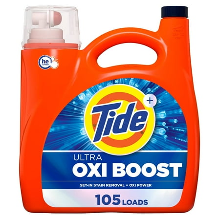 Tide Ultra Oxi Liquid Laundry Detergent, 105 Loads - 148 oz- Pack of 2