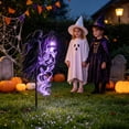 thumbnail image 7 of Lypsnake Spirit Witch Glowing Garden Yard Stake Light, Crow Lantern with Purple Ghost Bird Light Effect, Gothic Witch Outdoor Lawn Stake Decor for Halloween Pathway Haunted House Party, 7 of 7