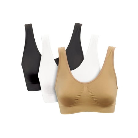 Women's Genie Bra (TM) 3 Pack of Comfort Sports Bras in Neutral Colors