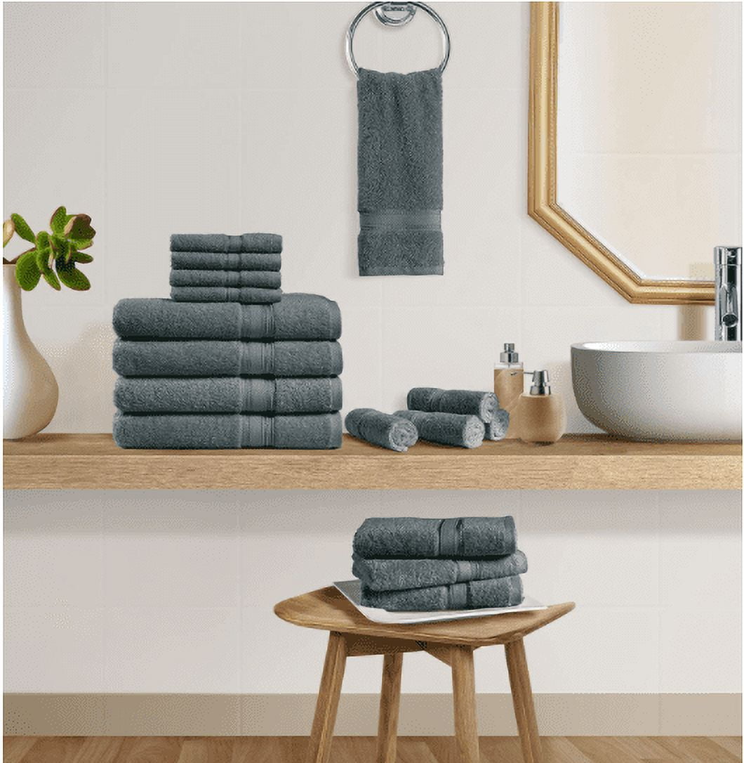 Designed in Denmark 550 GSM 2 Large Bath Towels 2 Large Hand Towels 2  Washcloths, Super Soft Egyptian Cotton 6 Towels Set for Bathroom, Kitchen &  Shower - Granite Grey & Mirage Grey