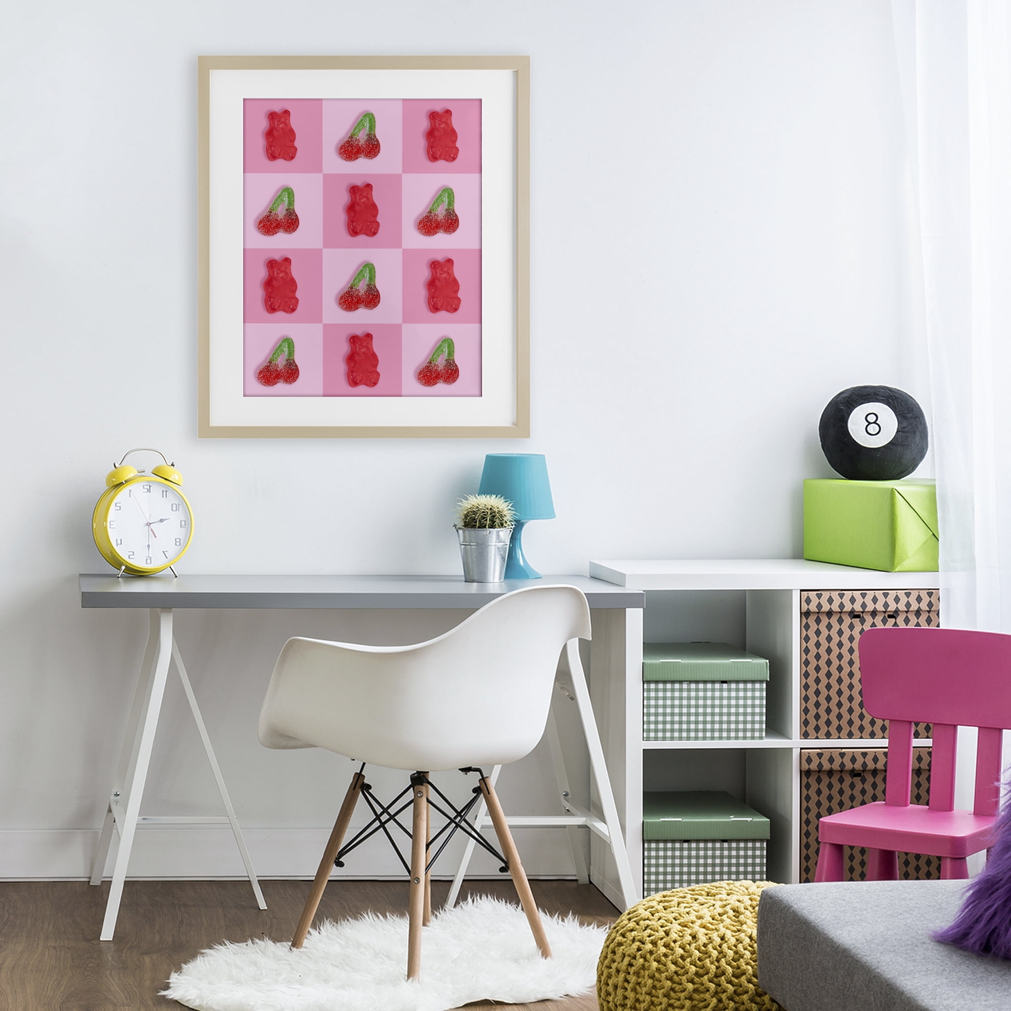 Stupell Industries Gummy Bears and Cherries Grid Birch Framed Print Under Glass, design by LISH Creative