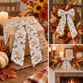 Grey Fall Ribbon Thanksgiving Fall Wreath Sash for Front Door, Orange Green Pumpkins ...