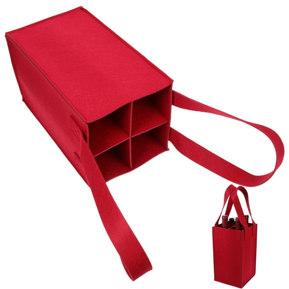 2-Pack Felt Bags Portable 4-Bottle Carrier for Beer, Wine, , Party, and Travel Use