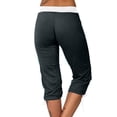 thumbnail image 5 of Vivianyo HD Capris Pants for Women Plus Size 2024 Summer High Waisted Solid Color Capris Color Matching Slim Fitting Yoga Gym Pants Cotton Linen Shorts Summer Saving Clearance, 5 of 5