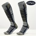 thumbnail image 2 of 2 pares de calcetines de compresión hasta la rodilla, calcetines deportivos térmicos de invierno antideslizantes, cálidos y cómodos, adecuados para esquí, senderismo y snowboard, 2 of 4