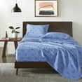 thumbnail image 3 of Superior 4-Count 150 GSM Light Blue Trellis Cotton Flannel Sheet Set, California King, 3 of 10