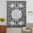thumbnail image 3 of Black Grey Sheer Curtains 54 Inches Long, Boho Vintage Print Distressed Brick Patterns Light Filering Curtains, Breathable Simi Curtain Privacy Drapes for Kitchen Bathroom Small Window Treatment, 3 of 9