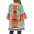 thumbnail image 2 of Sakkas Inna Colorful Shift Dress Tunic with Bell Ruffled Sleeves & Rhinestones - SCW162-White - One Size, 2 of 5