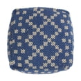thumbnail image 2 of Noble House Corinthian Polystyrene Fabric Cube Pouf in Blue and White, 2 of 4