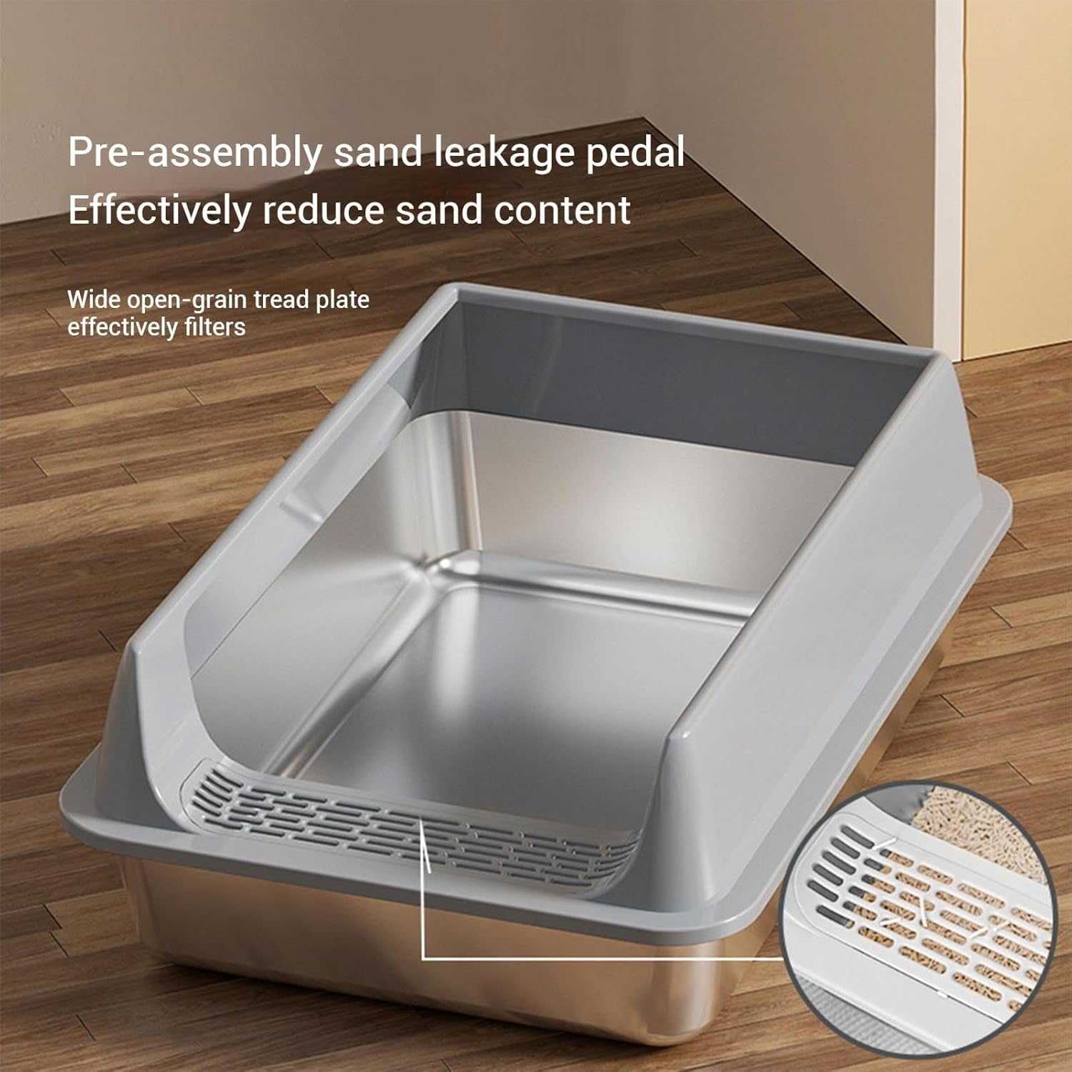 Stainless Steel Litter Box, Semi Enclosed High Side Cat Litter Box, Top Entry Litter Boxs for Senior Cats, Leak-Proof, Non-Sticky, Easy Clean, Ideal for Indoor Cats Kitten