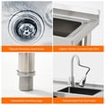 thumbnail image 4 of EDTara 39” Single Bowl Utility Sink, Stainless Steel Free Standing Unit Featuring Drawer, Workbench, Storage Rack, Faucet, and All-Inclusive Plumbing Set for Kitchen, Laundry, or Workshop, 4 of 7