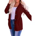 thumbnail image 2 of Suéter de Punto de Larga para Mujer, Otoño 2025, Cárdigan Abierto con Botones, Prenda Exterior Holgada Vino Tinto XXL, 2 of 8