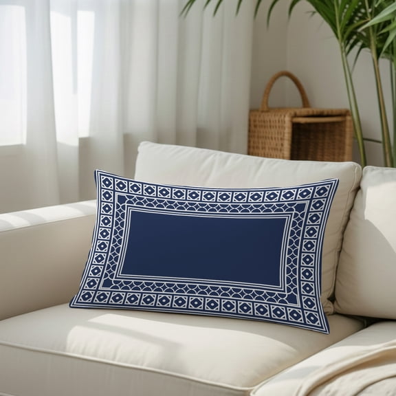 Southwestern Tribe Geometric Throw Pillow Covers, Decorative Pillow Covers With Hidden Zipper Soft Brushed Microfiber Fabric, Coastal Navy Blue Pillowcases for Couch Bed 16x24in