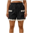 thumbnail image 3 of Sentmoon Workout Shorts Women Drawstring High Elastic Waist Golf Shorts Women Breathable Solid Color Lace Regular Fit Beach Shorts with Pockets Comfy for Work and Weekend S-2XL, 3 of 9
