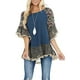 thumbnail image 2 of VISgogo Blusa de media manga para mujer, tops holgados de cuello redondo con estampado floral de leopardo, camisa informal de estilo simple VISgogo moda, 2 of 6