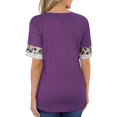 thumbnail image 2 of Birdeem Fashion Womens Leopard Splicing Stripes Round Neck Casual Short Sleeves Tops, 2 of 7