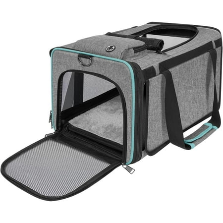 Cat Carrier American, United, Delta Airline Approved/Soft-Sided Pet Travel Bag for Medium Cat 15+ lbs Small Dog Traveling Crate Under 15 Pounds TSA Approved Carrying Cage Underseat Cabin L