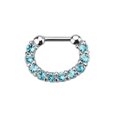 thumbnail image 1 of 16ga Septum Clicker Cartilage, Rook, Daith Single Line Paved Gem 316L Steel, 1 of 6
