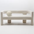 thumbnail image 3 of 66.7" W Boucle Upholstered Loveseat Couch Bench Open Back Settee for Living Room with Ball-Shaped Pillow, Cream, 3 of 15