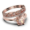 thumbnail image 2 of Dazzling Minimalist 2.50 Carat Oval Cut Morganite And Diamond Moissanite Engagement Ring, Classic Wedding Ring, Two Matching Band in 10k Solid Rose Gold, Gift For Loveria, Promise Ring, 2 of 4