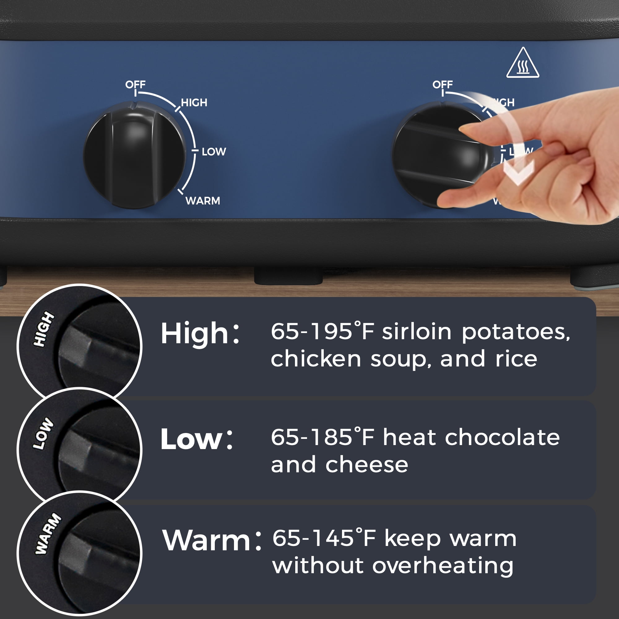 Sunvivi Double Slow Cooker,2 Pot Small Mini Crock Buffet Servers and Warmer,Dual Pot Oval Manual Slow Cooker with Adjustable Temp Removable Ceramic Pot,Stainless Steel, Total 2*1.25 Quarts Red