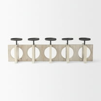 Mercana Cambie Natural Wood W/Black Metal Candle Holders in Brown