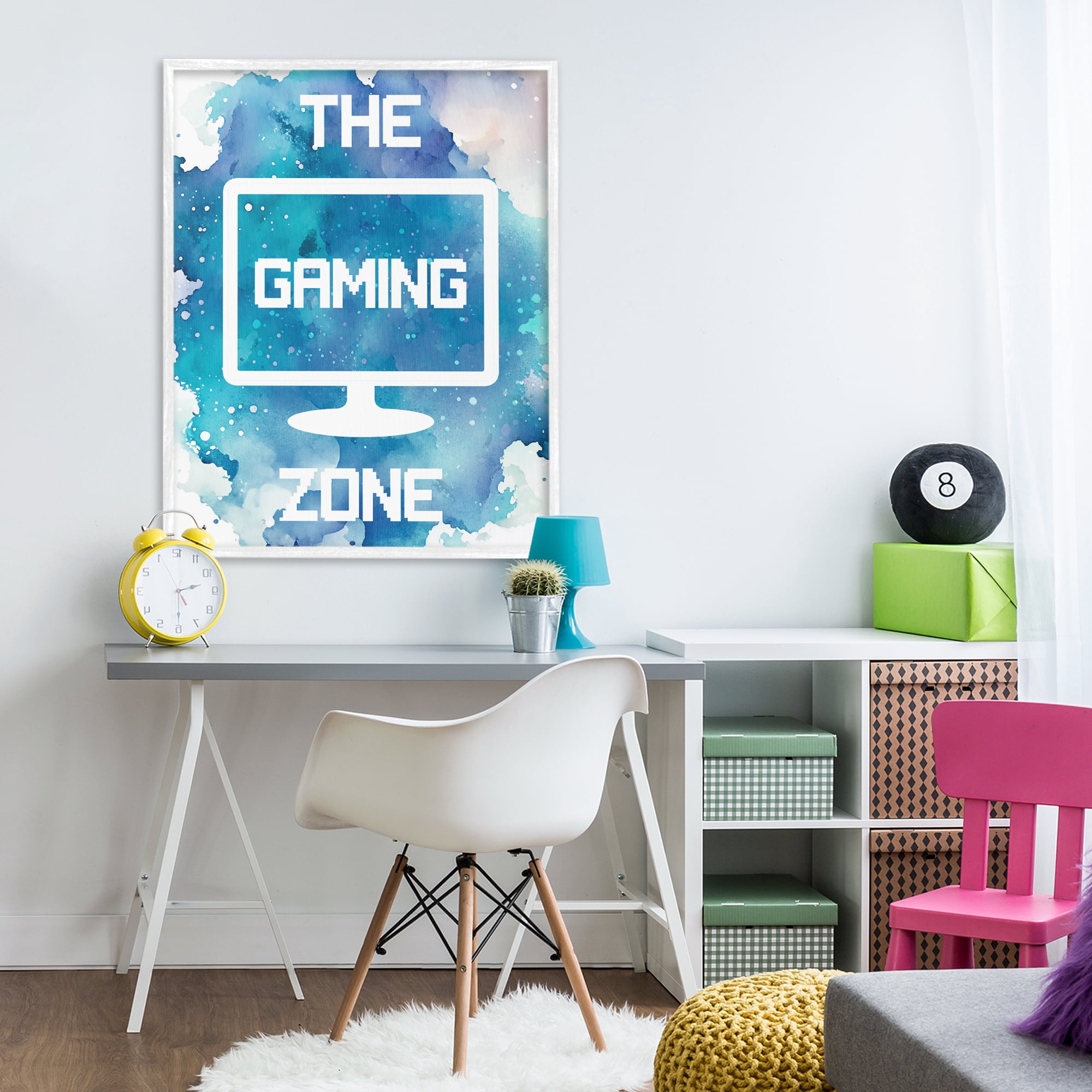 Gaming Zone Moniter White Framed Giclee Art, design by Marcus Prime