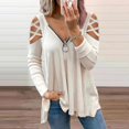 thumbnail image 1 of CEHVOM Blouse Décontractée à Manches Longues Unie Col en V Mode Été pour Femmes, 1 of 6