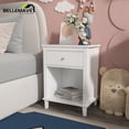 thumbnail image 3 of Bellemave White Wooden Nightstand with One Drawer, One Shelf for Kids, Adults, Retangle Bedroom Wood 1-Drawer Nightstand with Storage, 3 of 8