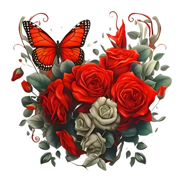 B Red Romantic Rose Car Decal Sticker 20X20 Inch Waterproof Vinyl For Wall And Tile