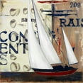 thumbnail image 2 of Pinto, Patricia 15x15 White Modern Wood Framed Museum Art Print Titled - Blue Sailing Race Border II, 2 of 4
