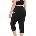 thumbnail image 3 of FlorCurve Plus Size Capri Leggings for Women with Pockets High-Waist Tummy Control Cropped Pants Stretch Yoga Leggings, Black XL, 3 of 6
