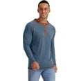 thumbnail image 5 of JWD Mens Henley Long Sleeve T-Shirt Cotton Casual Shirt US VG Blue M, 5 of 6