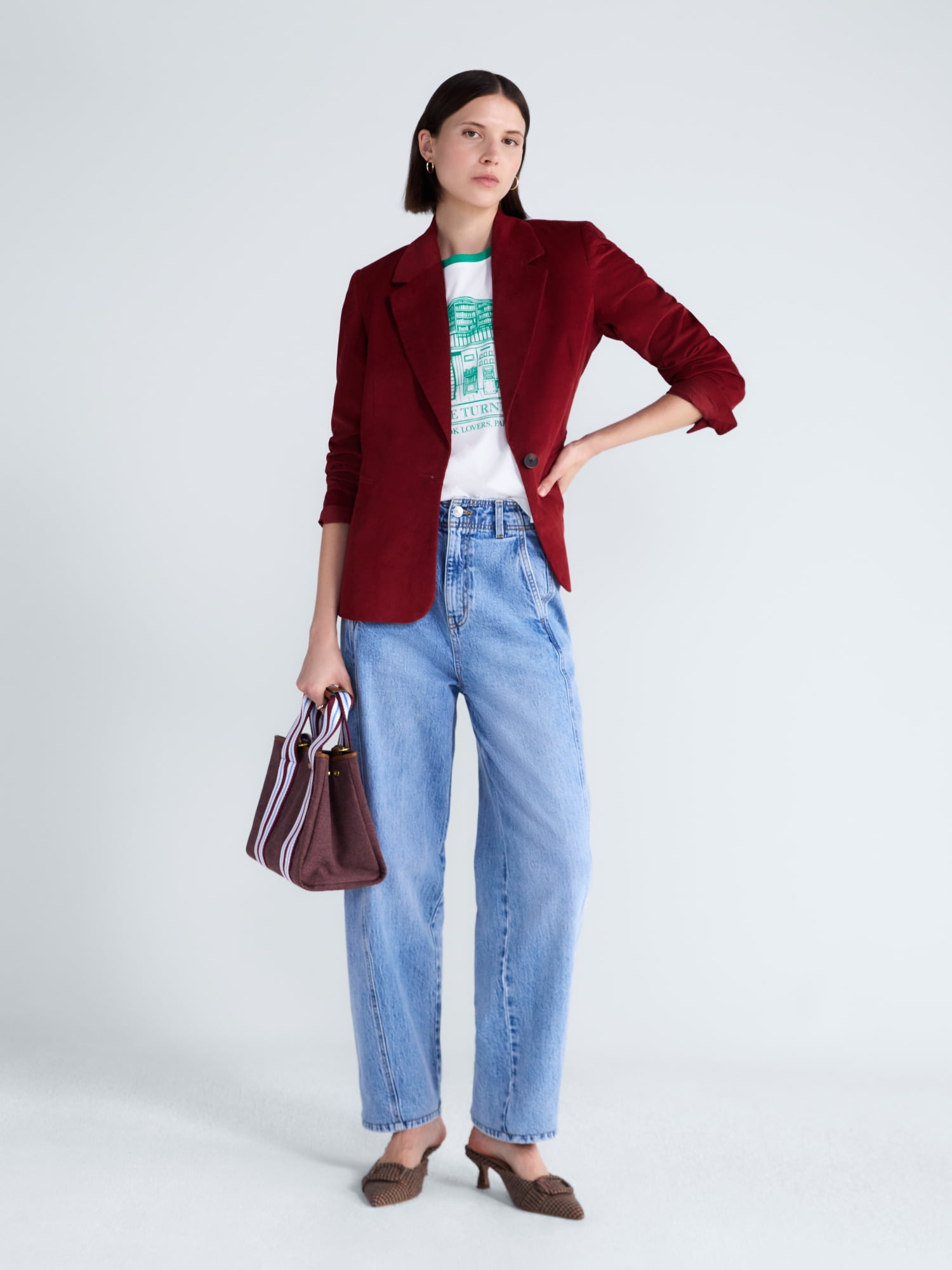 Free Assembly Women's and Women's Plus The Belmont Single Breasted Corduroy Blazer, Sizes XS-4X