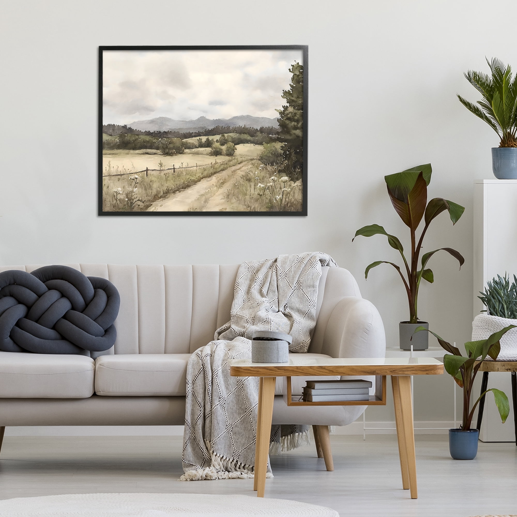 Stupell Industries Muted Meadow Lane Black Framed Giclee Art, design by Riley B