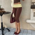 thumbnail image 6 of Evdexr Capri Leggings Women Polka Dots Cropped Pants Low Rise Yoga Knee Length Trendy Slacks Casual Soft Comfortable Trousers with Pockets Brown L, 6 of 10