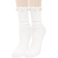 thumbnail image 2 of shiyou-Women Colorful Ruffle Socks with Pearls Cute Lolita Solid Color Frilly Pearl Cotton Socks Fun Gift for Teen Girls, 2 of 4
