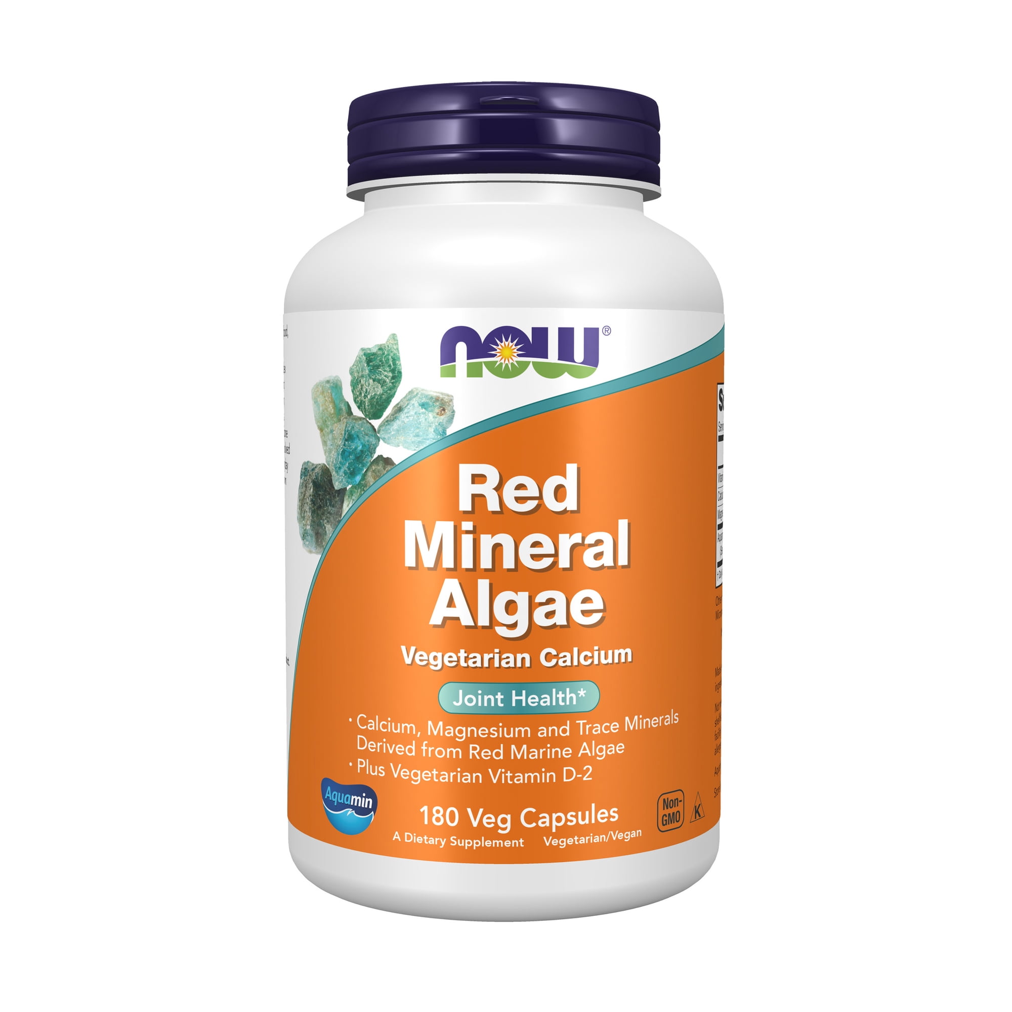 NOW Supplements, Red Mineral Algae Plus Vitamin D-2, Joint Health*, 180 Veg Capsules