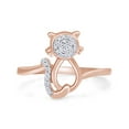 thumbnail image 2 of AFFY Round Natural Diamond Cat Womens Ring in 14k Rose Gold Over Sterling Silver (0.05 Cttw), 2 of 7
