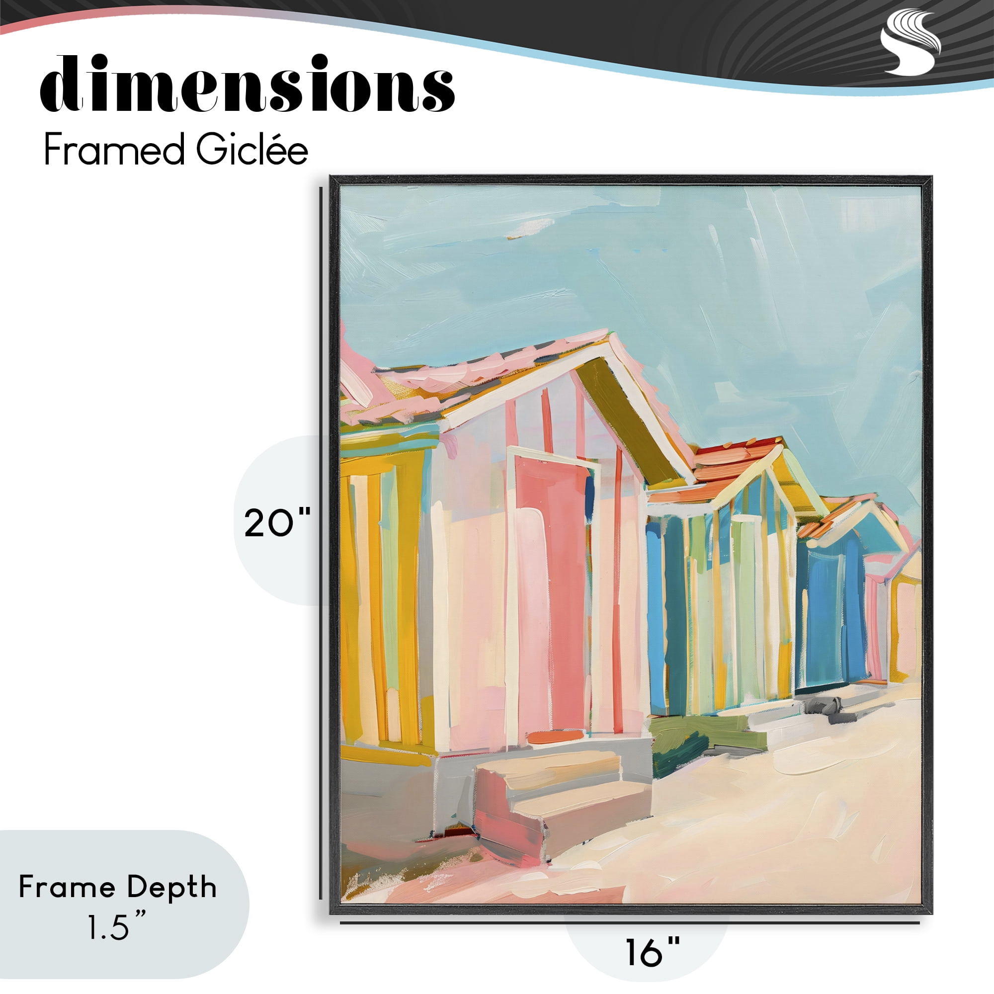 Stupell Industries Striped Beach Bungalows Black Framed Giclee Art, design by The Prints Vibe