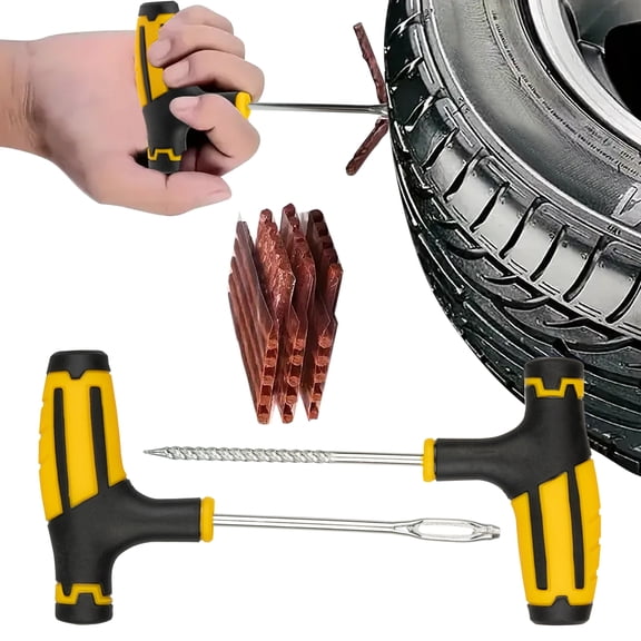 4 Pcs Car Tire Plug Kit,Professional Tubeless Tires Patch Kits for Cars,Essential Car Emergency Flat Tire Repair Kit,Heavy Duty Quick Puncture Repair Kit