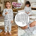 thumbnail image 2 of Girls Outfits Sets Christmas Robot Doodle Print Long Sleeve Pajama Two Piece Sleepwear Kids Cozy Nightwear, 2 of 7