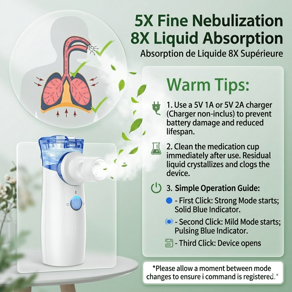AJZIOJIRO Portable Personal Humidifier Ultrasonic Cool Mist 0.5-5μm Particles Personal Steam Inhaler, Vaporizer for Travel Home Office