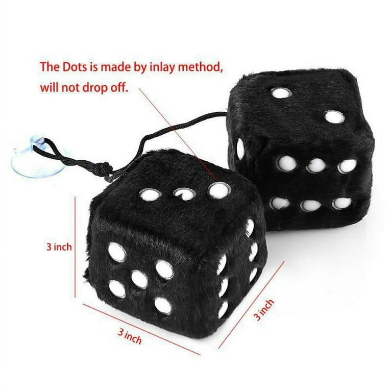 Pretty Comy Colorful Plush Dice Craps JDM Rearview Mirror Car Pendant Charms  Ornaments Hanging Suspension Car Styling 