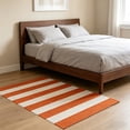 thumbnail image 5 of Diceymbol Orange White Striped Cotton Woven Rug Reversible Mat for Kitchen Entryway Patio Farmhouse Decor 32x20 Inch, 5 of 8